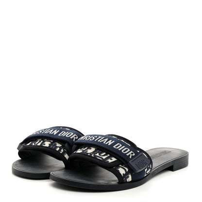 Christian Dior Nylon Oblique Dio(r)evolution Slide Sandals 37 Deep Blue 3 of 9