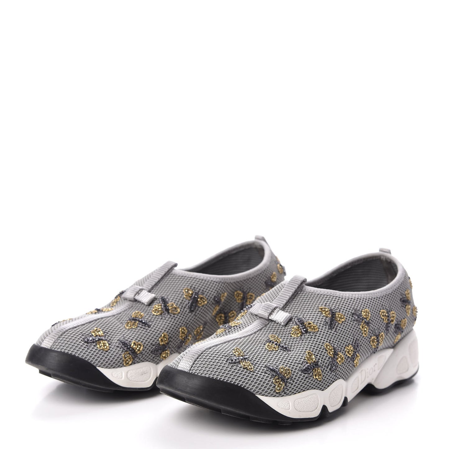 Technical Canvas Embellished Dior Fusion Sneakers 39 Grey