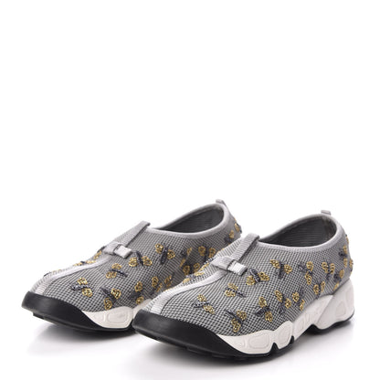 Christian Dior Technical Canvas Embellished Dior Fusion Sneakers 39 Grey 3 of 11