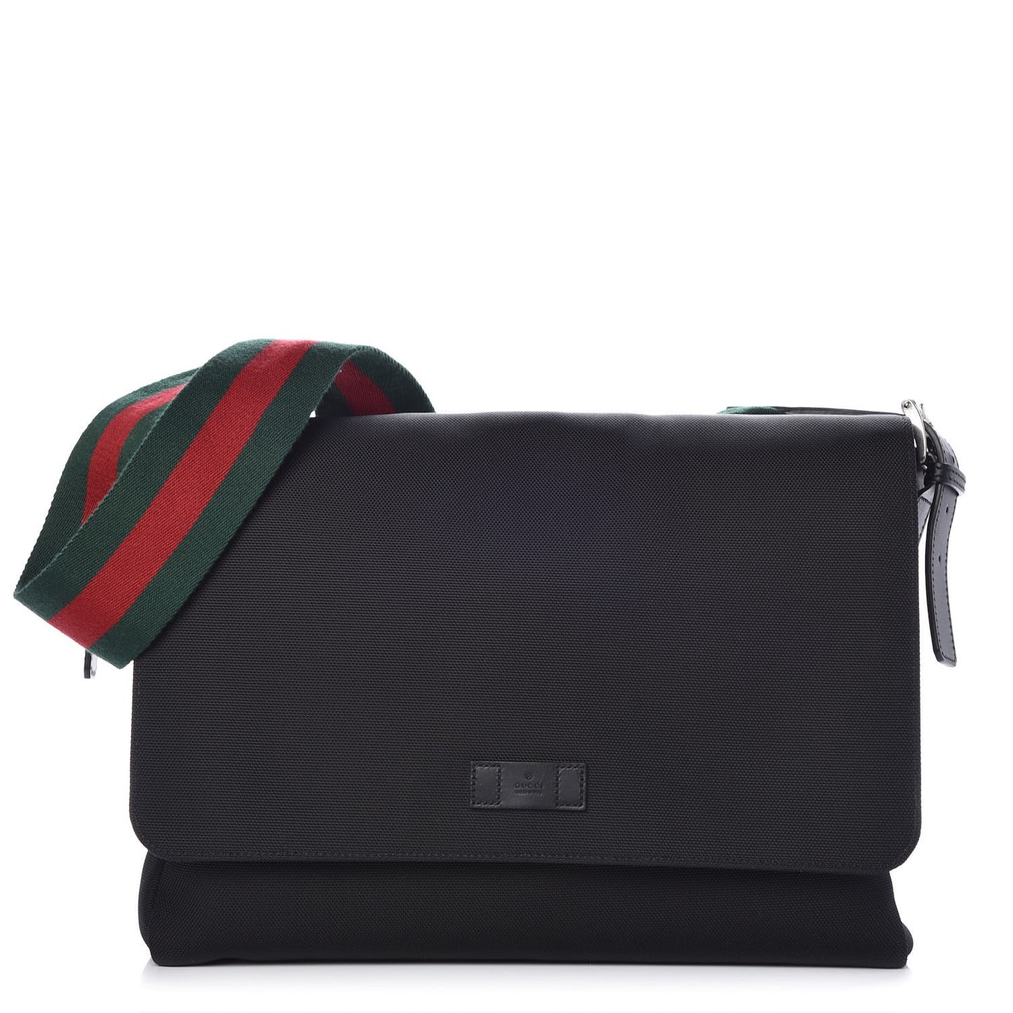Techno Canvas Web Large Flap Messenger Bag Black