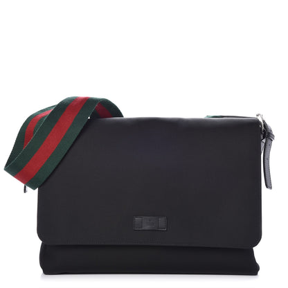 Gucci Techno Canvas Web Large Flap Messenger Bag Black 1 of 9