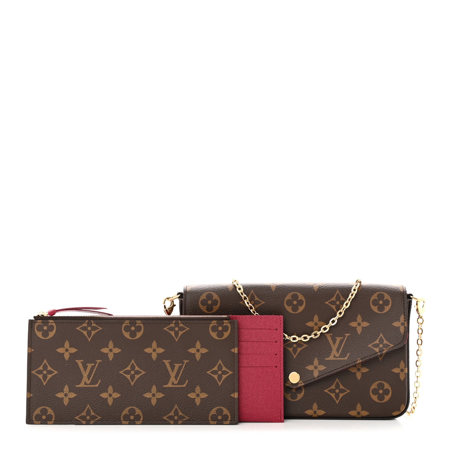 Monogram Pochette Felicie Chain Wallet Fuchsia