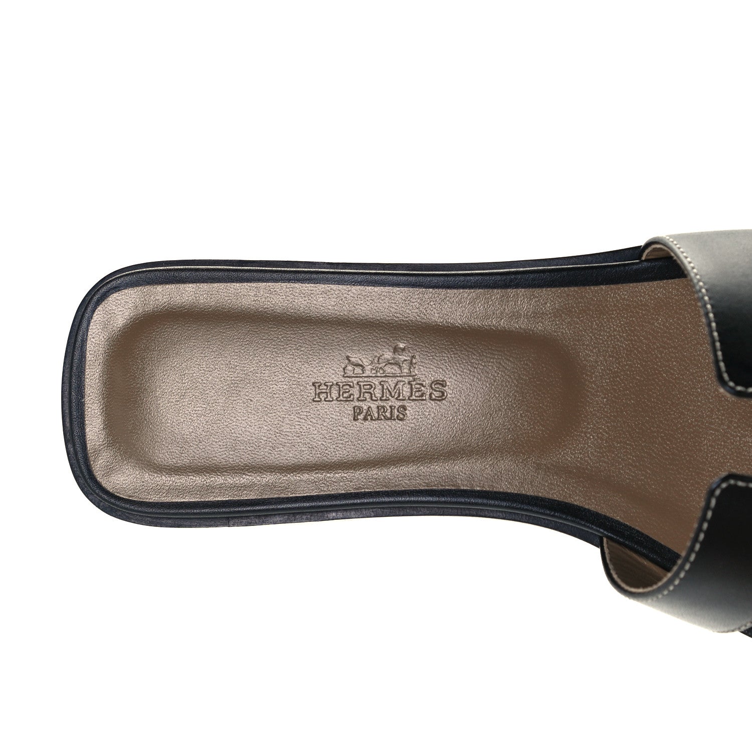 Hermes Box Calfskin Oran Sandals 38 Black 10 of 11