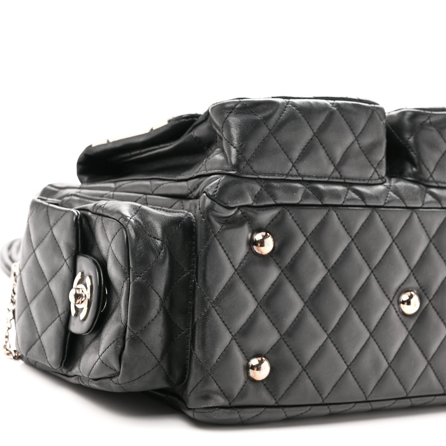 Chanel Calfskin Quilted Large Cambon Multipocket Reporter Black White 9 of 11