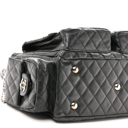 Chanel Calfskin Quilted Large Cambon Multipocket Reporter Black White 9 of 11