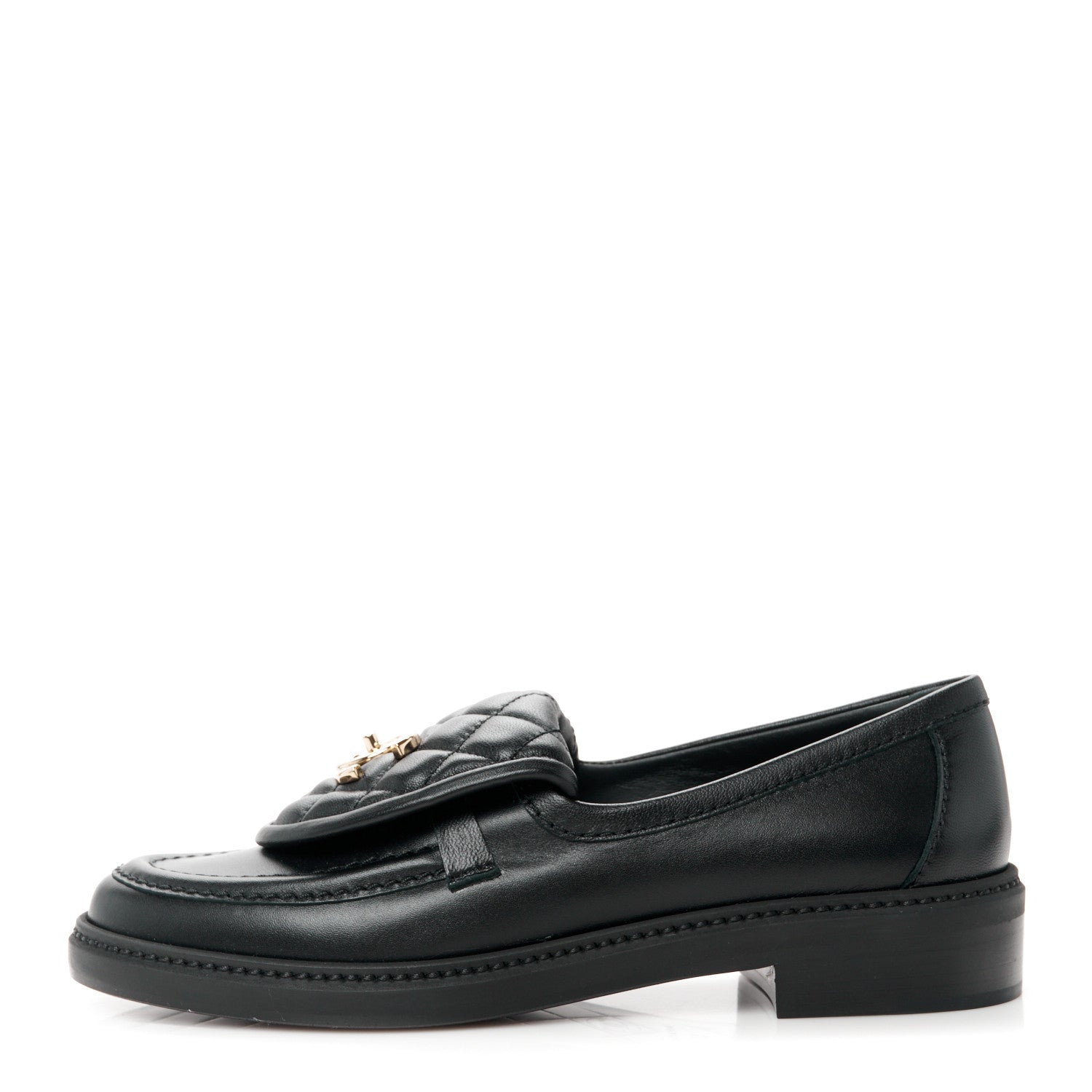 Chanel Lambskin Quilted CC Turnlock Loafers 37 Black 1 of 10