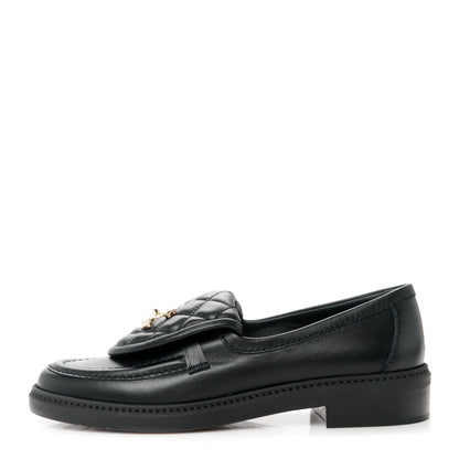 Chanel Lambskin Quilted CC Turnlock Loafers 37 Black 1 of 10