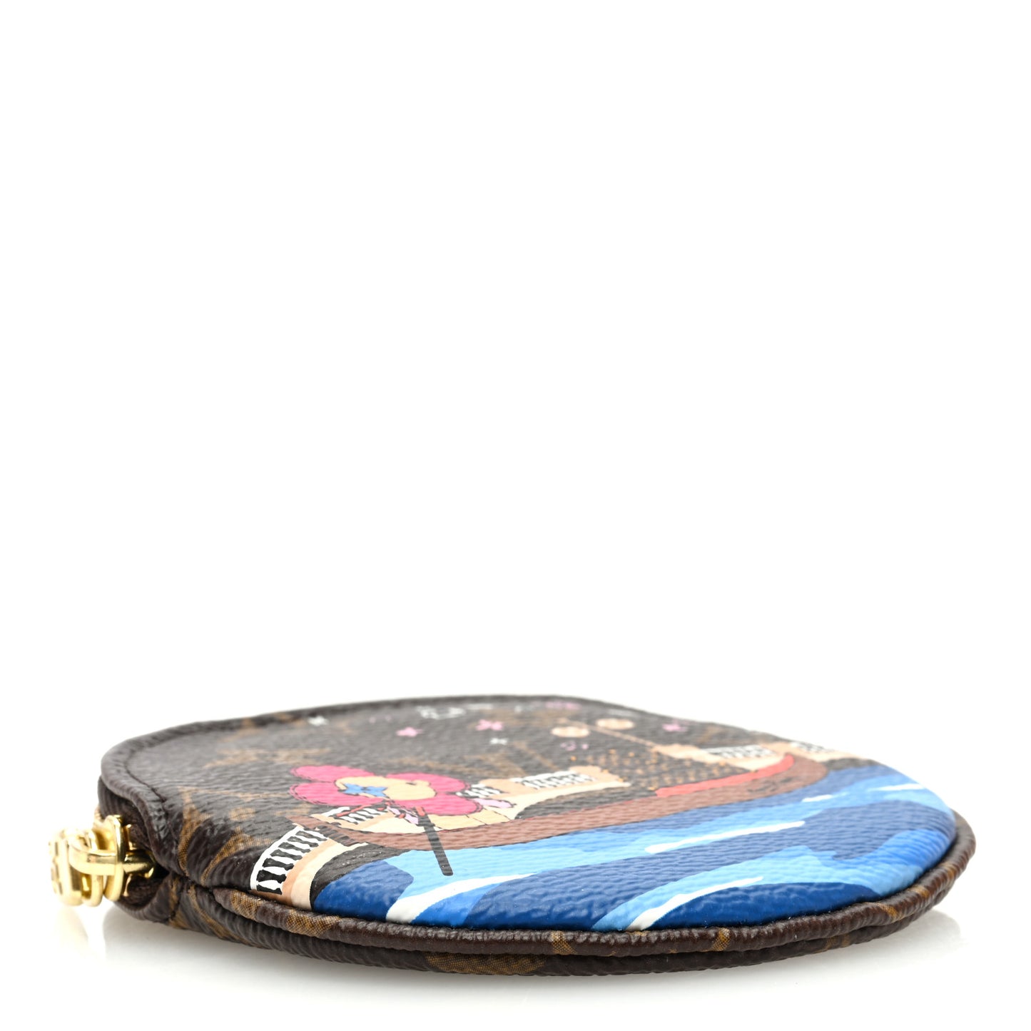 Monogram 2019 Christmas Animation Round Coin Purse Blue