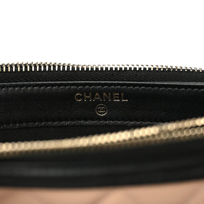 Chanel Caviar Quilted CC Filigree Clutch With Chain Beige Black 4 of 10