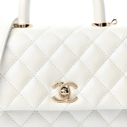Chanel Iridescent Caviar Quilted Extra Mini Coco Handle Flap White 10 of 10