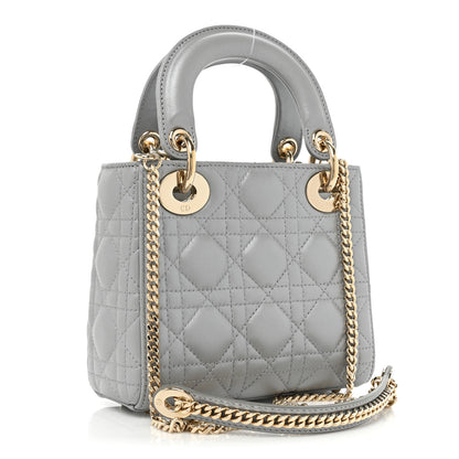 Christian Dior Metallic Lambskin Cannage Mini Lady Dior Grey 3 of 10