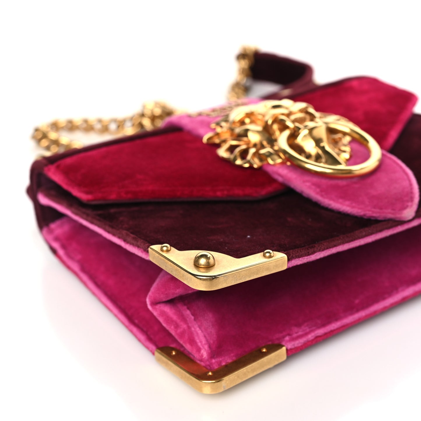 Velluto Lions Head Cahier Shoulder Bag Ribes Fuxia