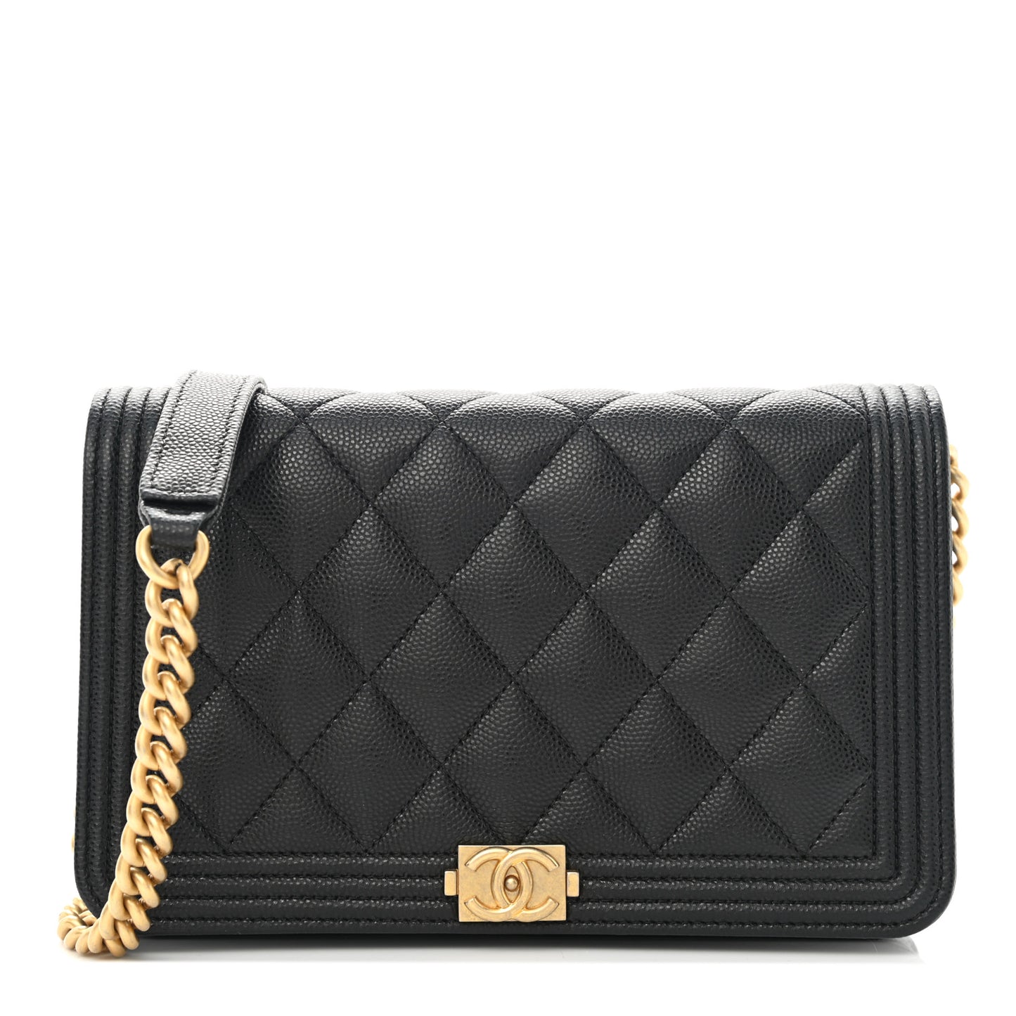 Caviar Quilted Boy Wallet On Chain WOC Black