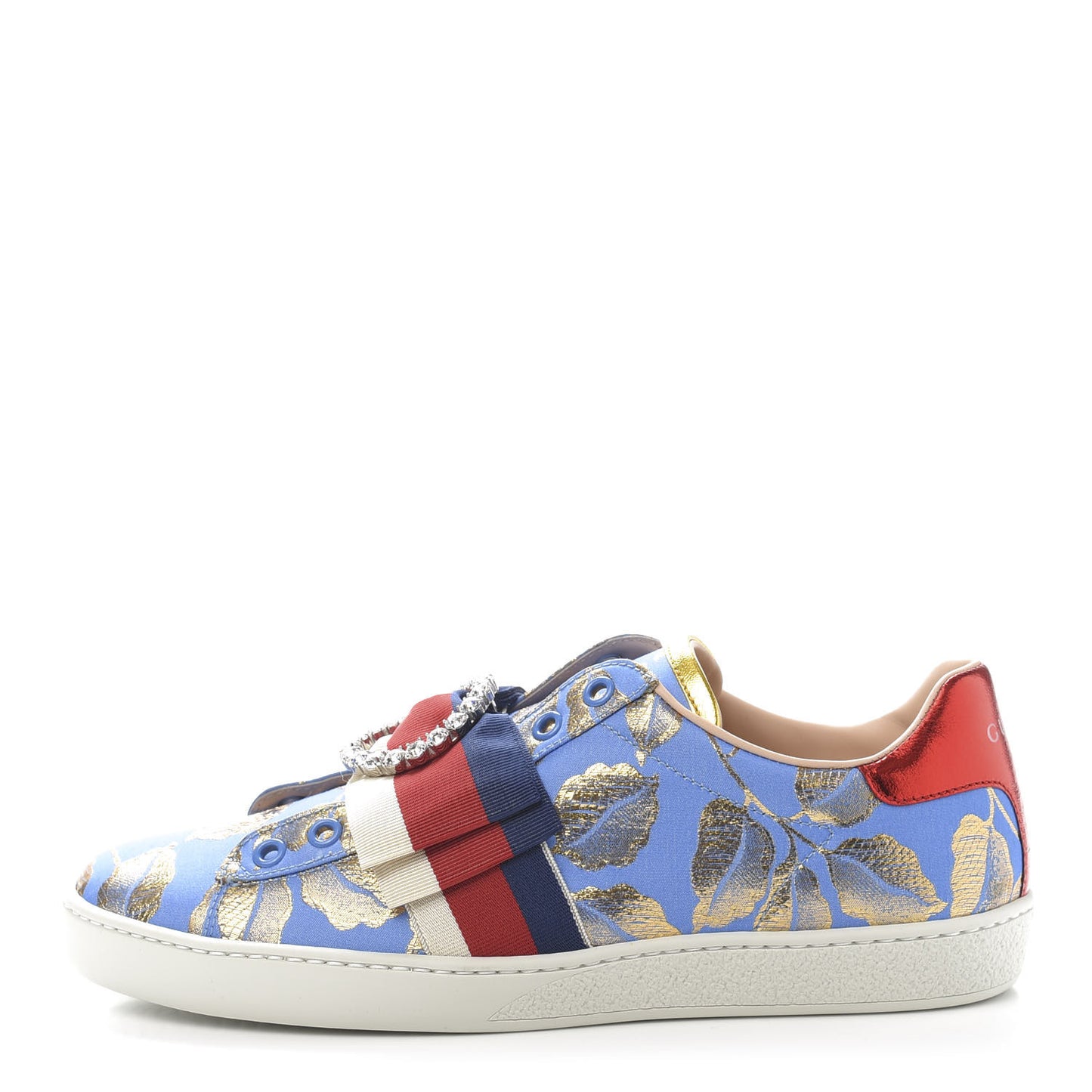 Lurex Jacquard Crystal Sylvie Web Branches Womens Ace Sneakers 38 Pervinca Gold