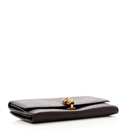 Alexander McQueen Pebbled Calfskin Skull Continental Wallet Burgundy 4 of 9