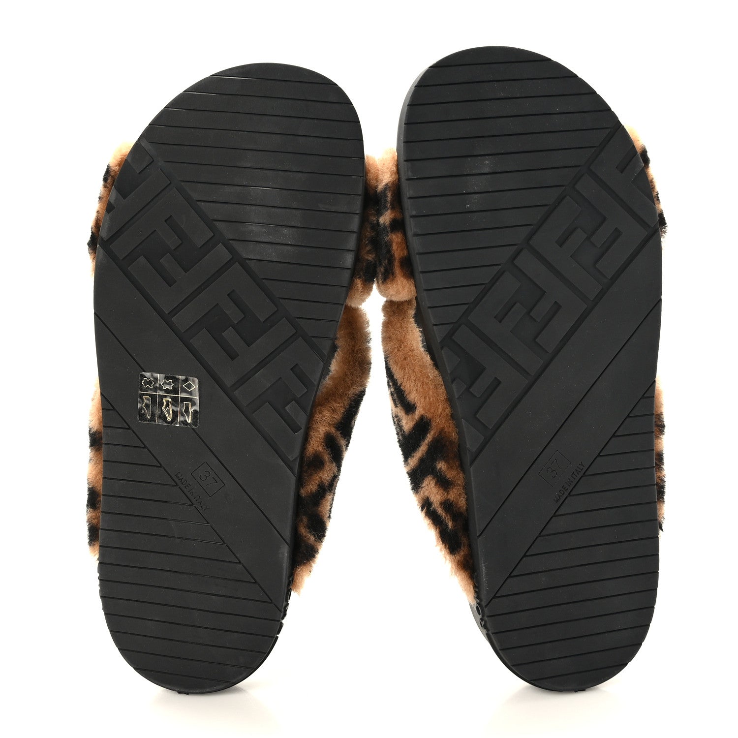 Fendi Shearling FF Fendi Feel Sandals 37 Tobacco Black 5 of 8