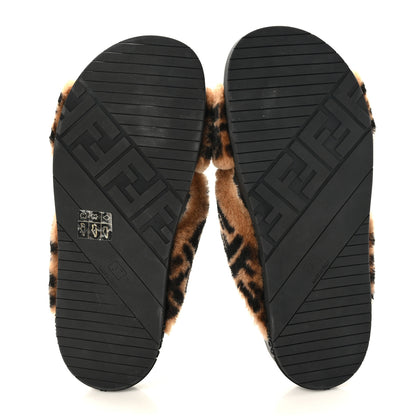 Fendi Shearling FF Fendi Feel Sandals 37 Tobacco Black 5 of 8