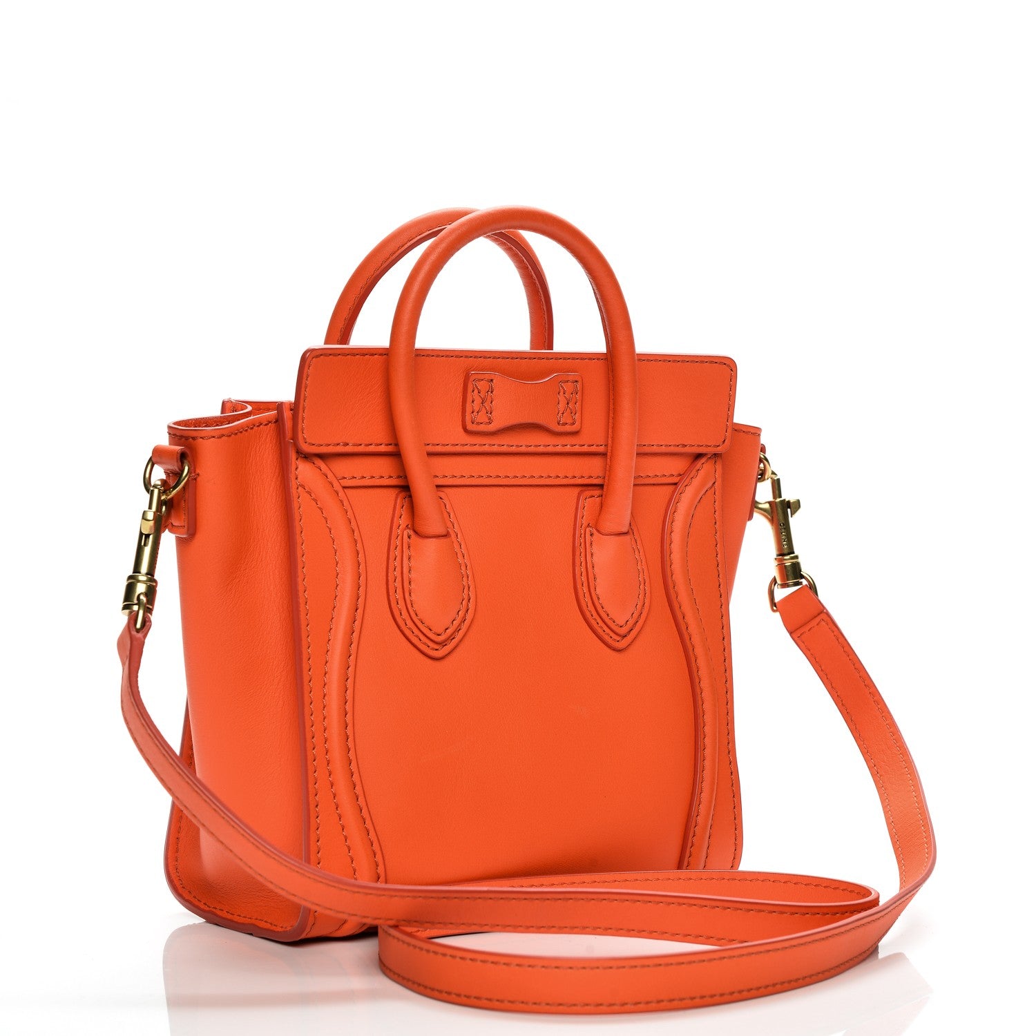 Celine Smooth Calfskin Nano Luggage Fluo Orange 3 of 7