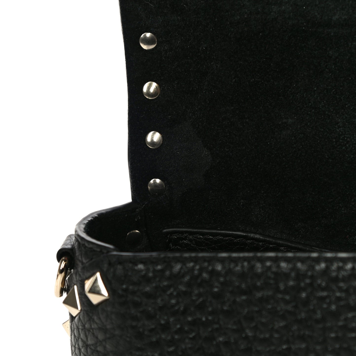 Pebbled Calfskin Mini Rockstud Crossbody Bag Black