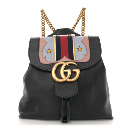 Gucci Calfskin Web GG Marmont Flap Chain Backpack Black 1 of 11