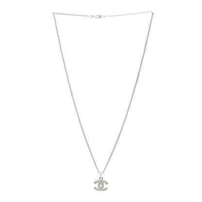 Chanel Crystal Timeless CC Necklace Silver 3 of 5