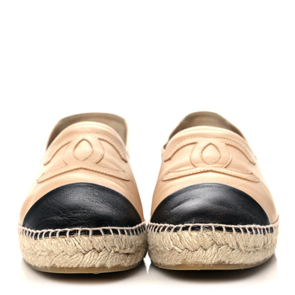 Chanel Lambskin CC Espadrilles 41 Beige Black 2 of 9
