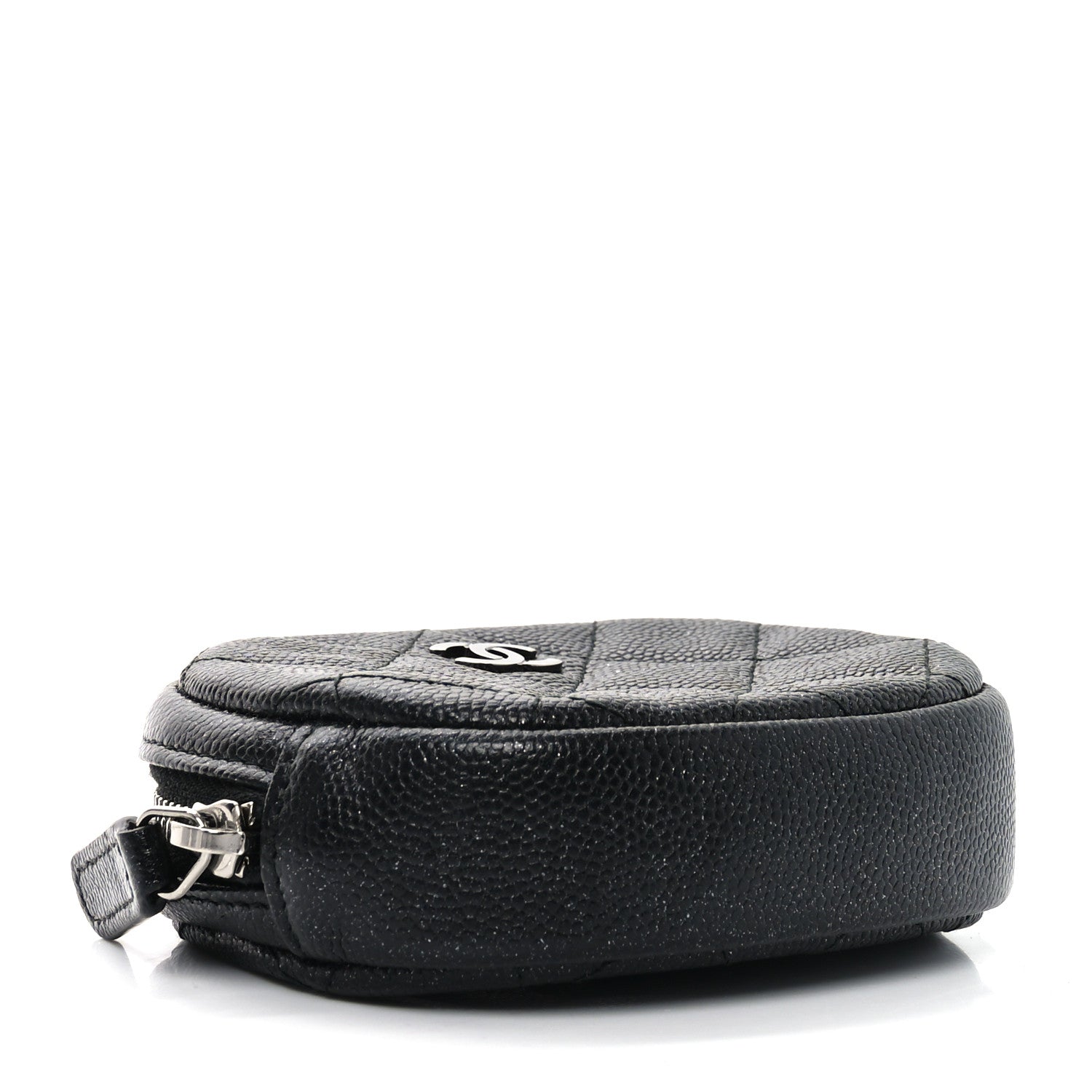 Chanel Metallic Caviar Quilted Zip Around Classic Coin Purse Black 4 of 7