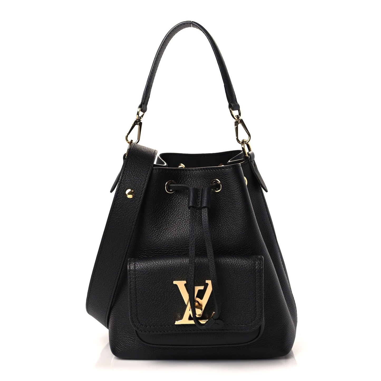 Calfskin Lockme Bucket MM Black