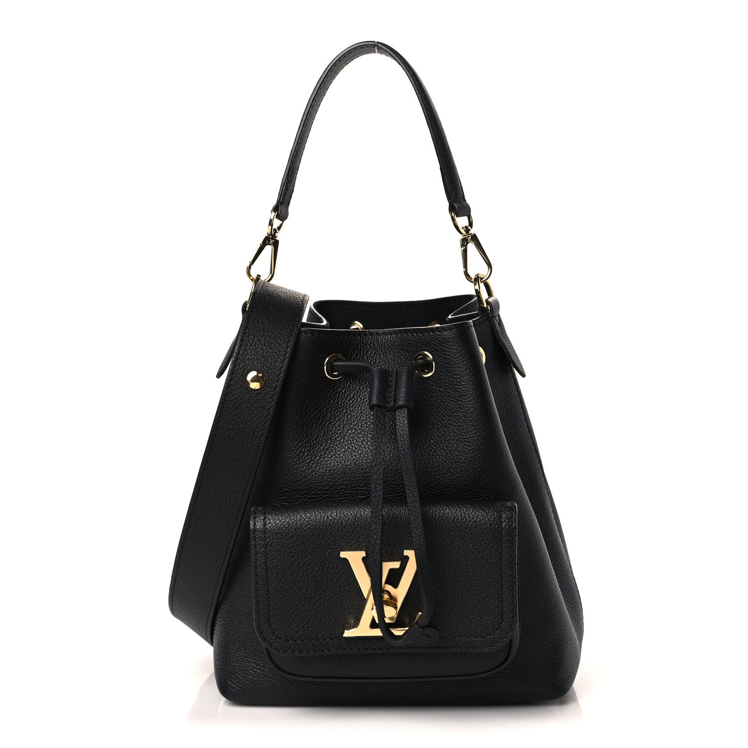 Louis Vuitton Calfskin Lockme Bucket MM Black 1 of 8