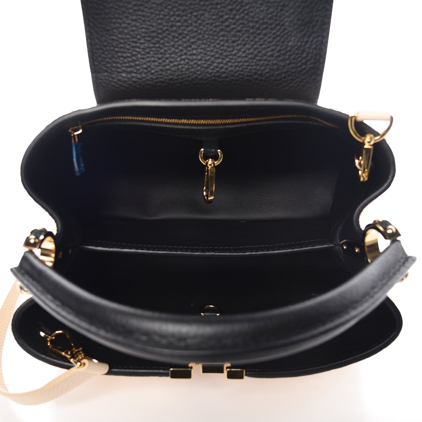Taurillon Capucines PM Beige Black