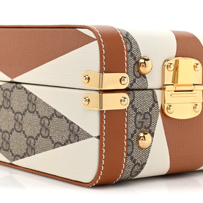 Gucci GG Supreme Monogram Boarded Dyana Calfskin Rhombus Print Savoy Top Handle Beauty Case Beige Ebony Mystic White Hazel Brown 8 of 8