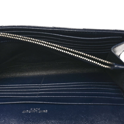 Saint Laurent Grain De Poudre Matelasse Chevron Monogram Chain Wallet Deep Marine 6 of 10