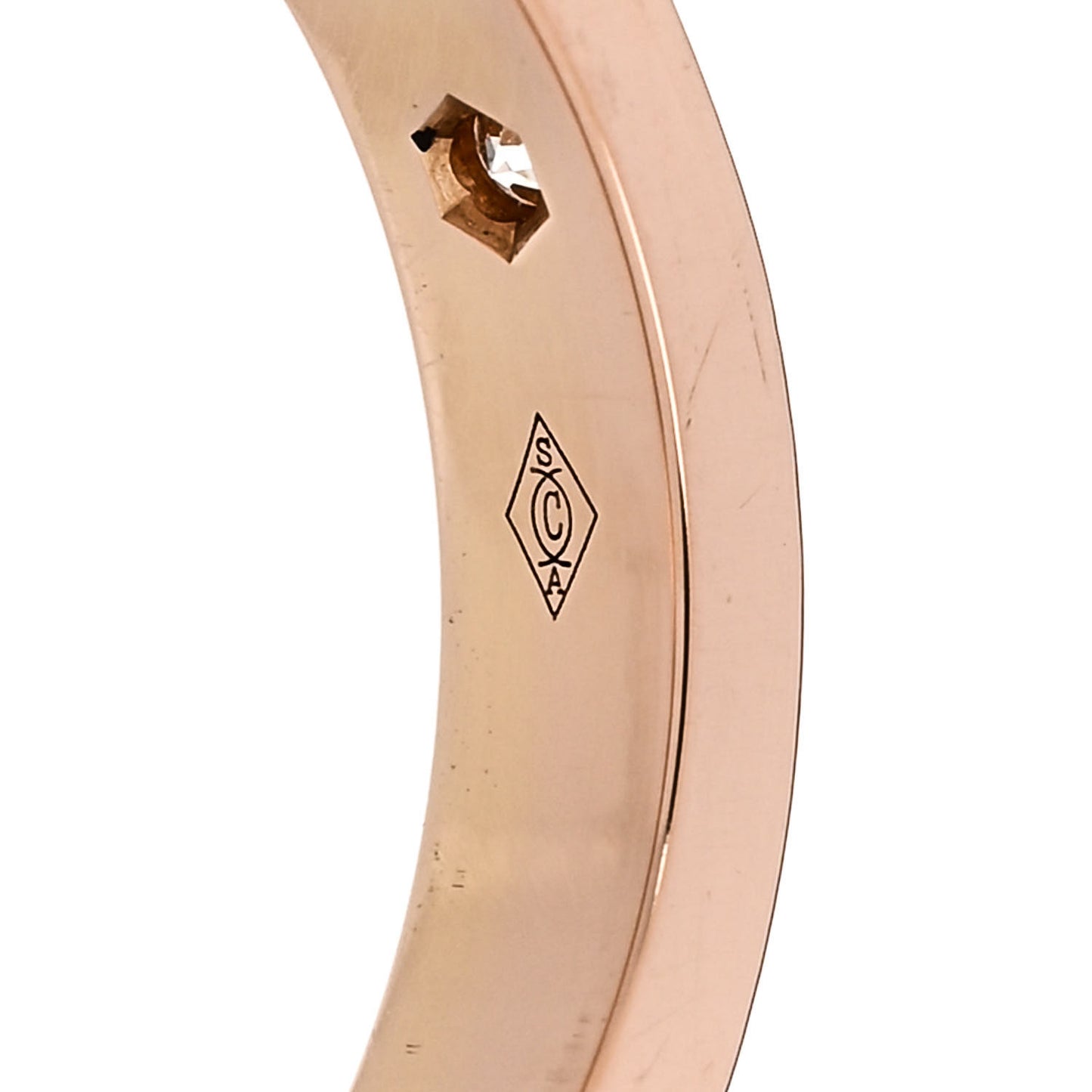 18K Pink Gold Diamond 3mm C De Cartier Wedding Band Ring 49 5