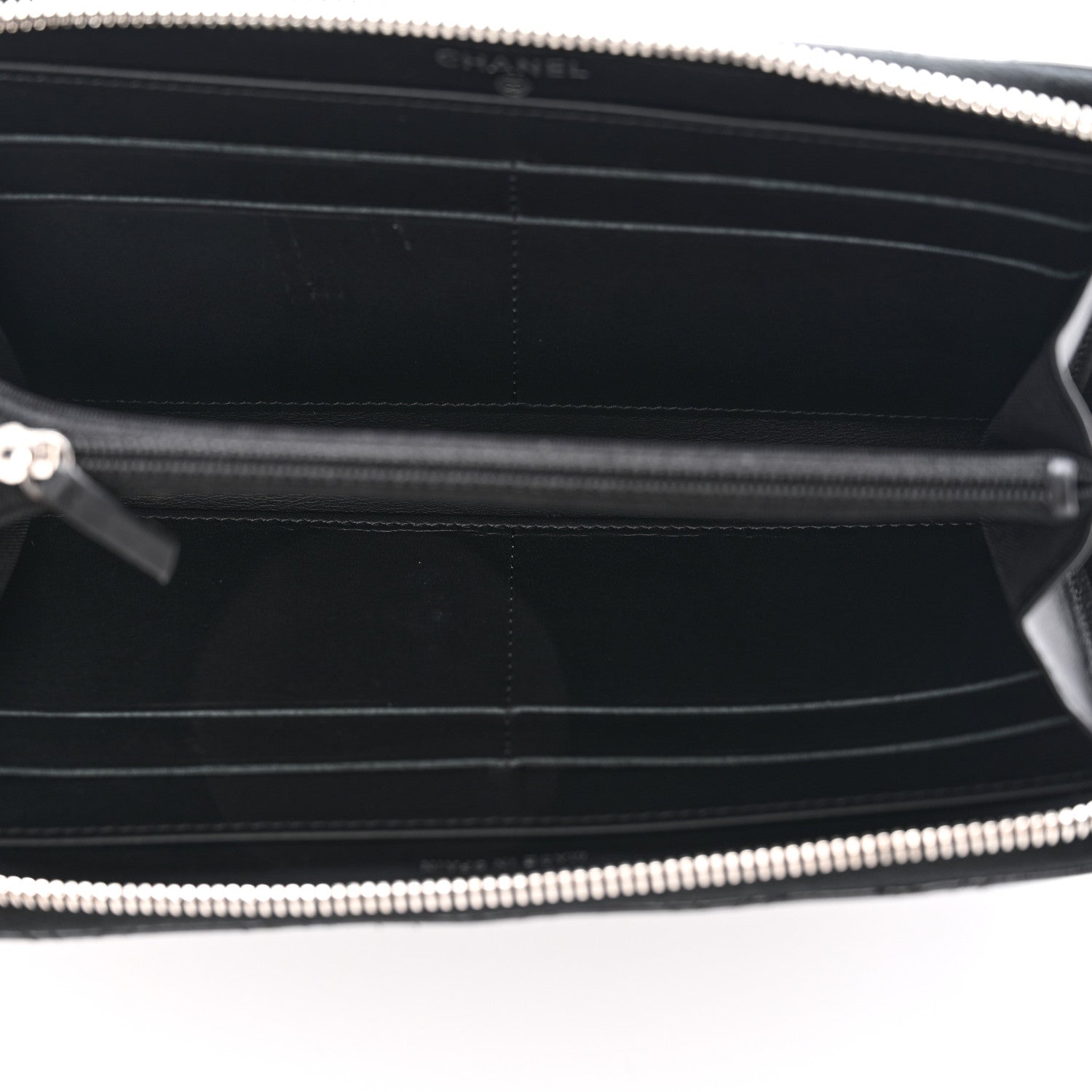 Chanel Patent Quilted Double Stitched Zip Around Wallet Black 5 of 12