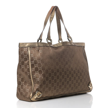 Gucci Satin Monogram Large Abbey Tote Metallic Bronze 2 of 4