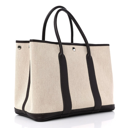 Hermes Buffle Skipper Toile Garden Party 36 MM Tote Marron Fonce 3 of 13