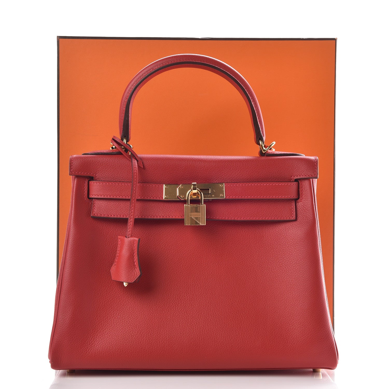 Hermes Evercolor Kelly Retourne 28 Rouge Casaque 39 of 39