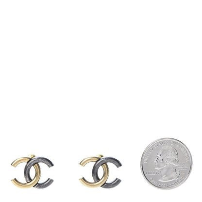 Chanel Metal CC Earrings Gold Ruthenium 2 of 5