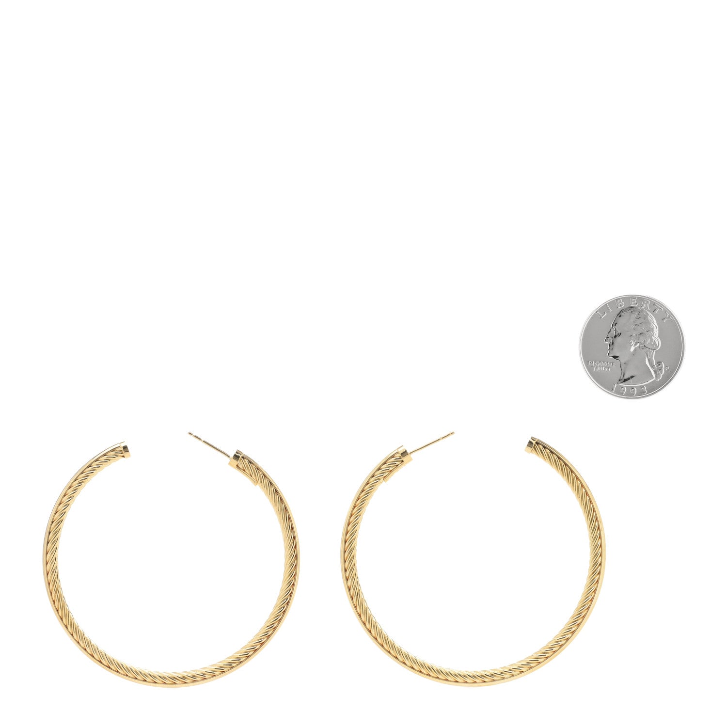 David Yurman 18K Yellow Gold Large Cablespira Hoop Earrings 2 of 4