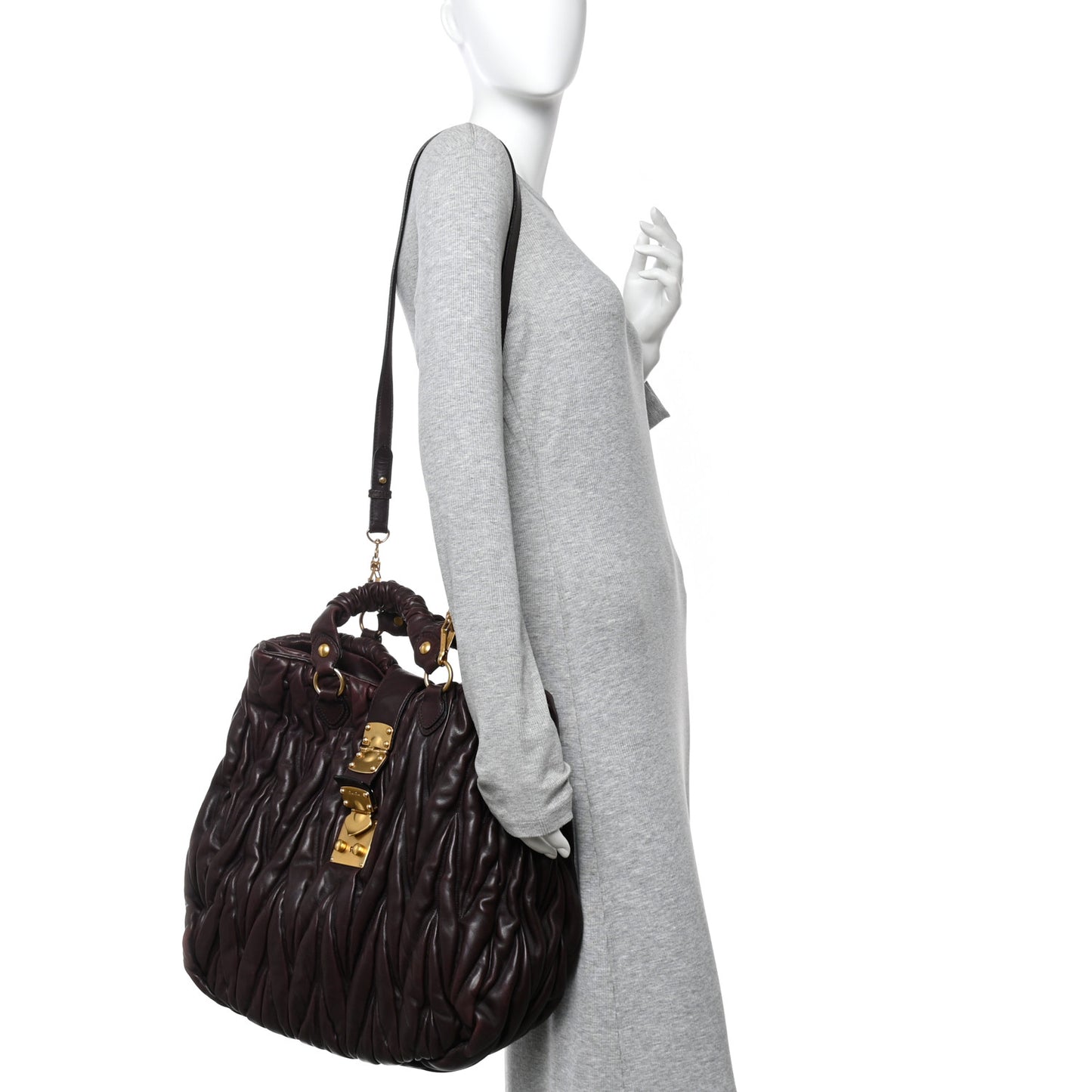 Nappa Matelasse Shopping Tote Prugna