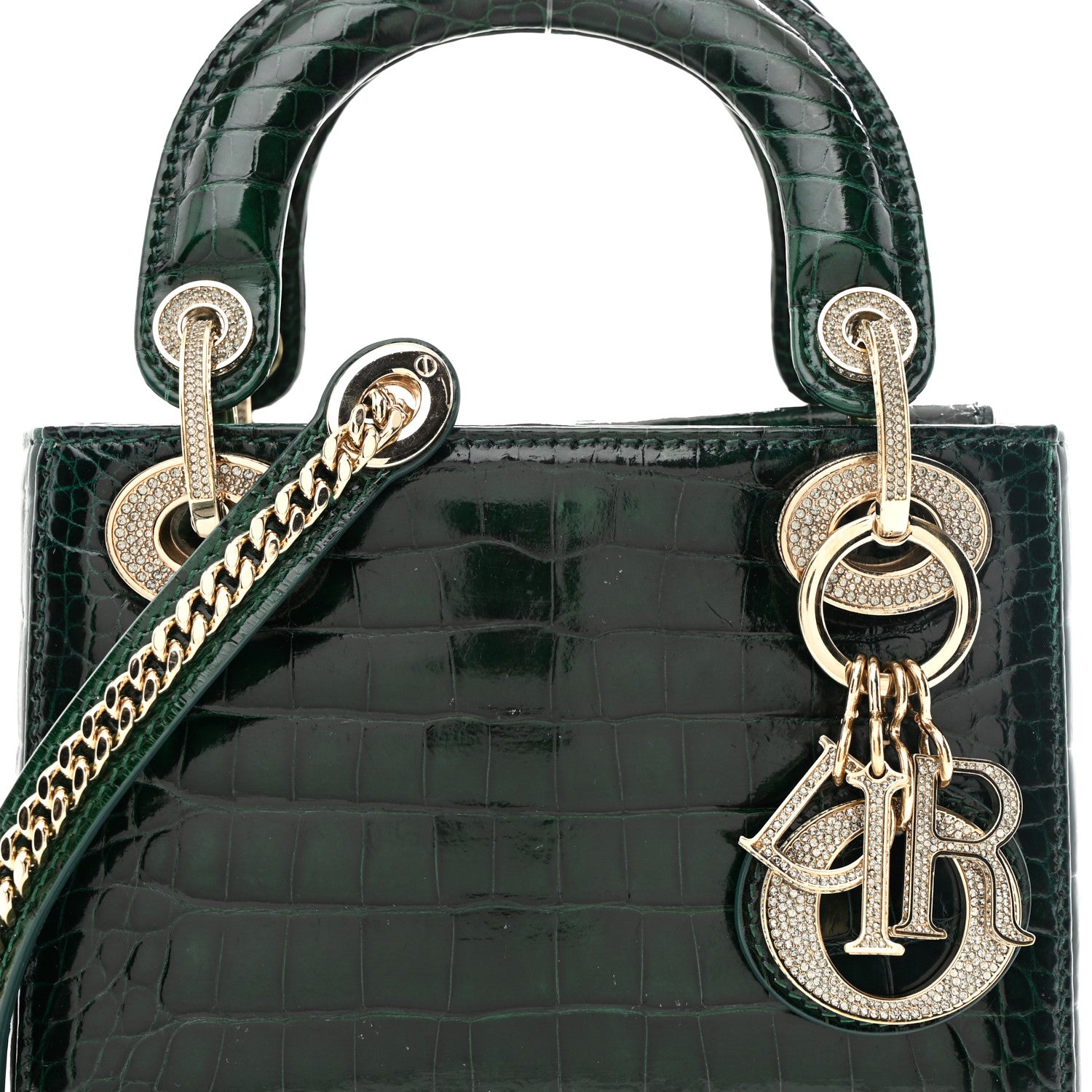 Christian Dior Alligator Crystal Mini Lady Dior Dark Green 1839203