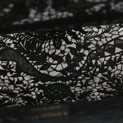 Christian Dior Canvas Embroidered Mesh Macrame Medium Toile de Jouy Soleil Book Tote Black 4 of 9