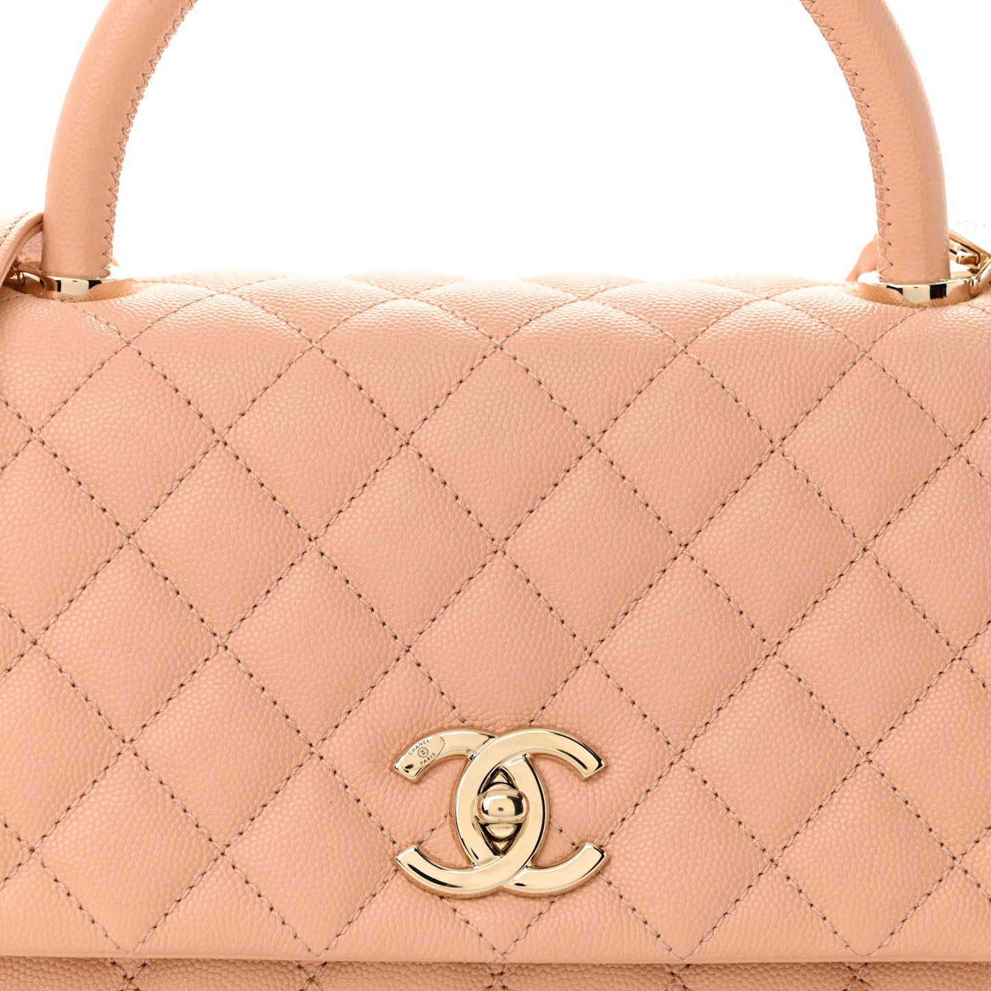 Caviar Quilted Small Coco Handle Flap Rose Clair