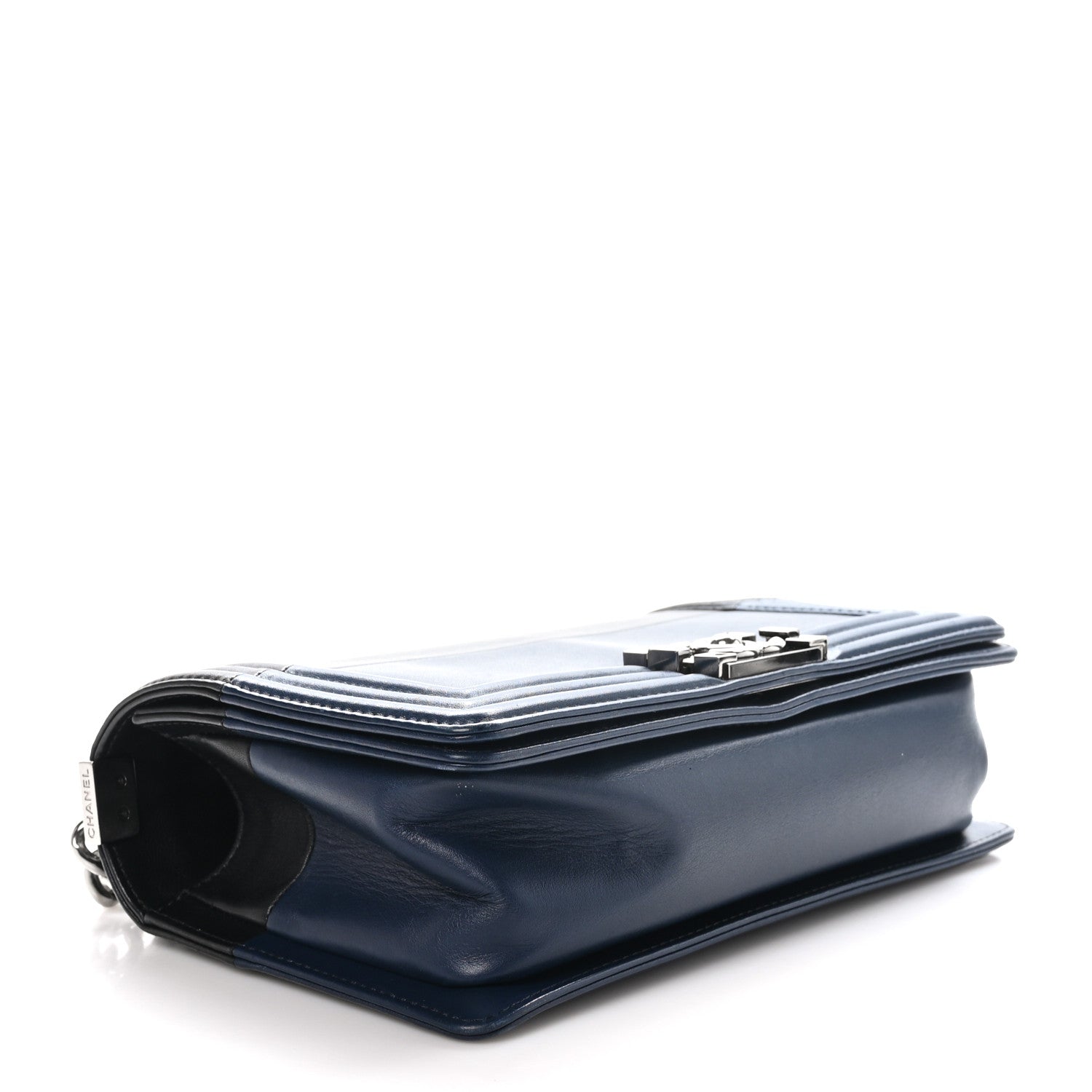 Chanel Calfskin Medium Bi-Color Boy Flap Navy Black 4 of 11