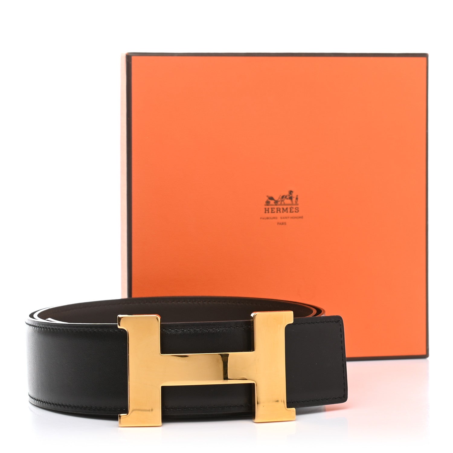 Hermes Box 32mm Constance H Belt 100 Black Chocolate 8 of 8