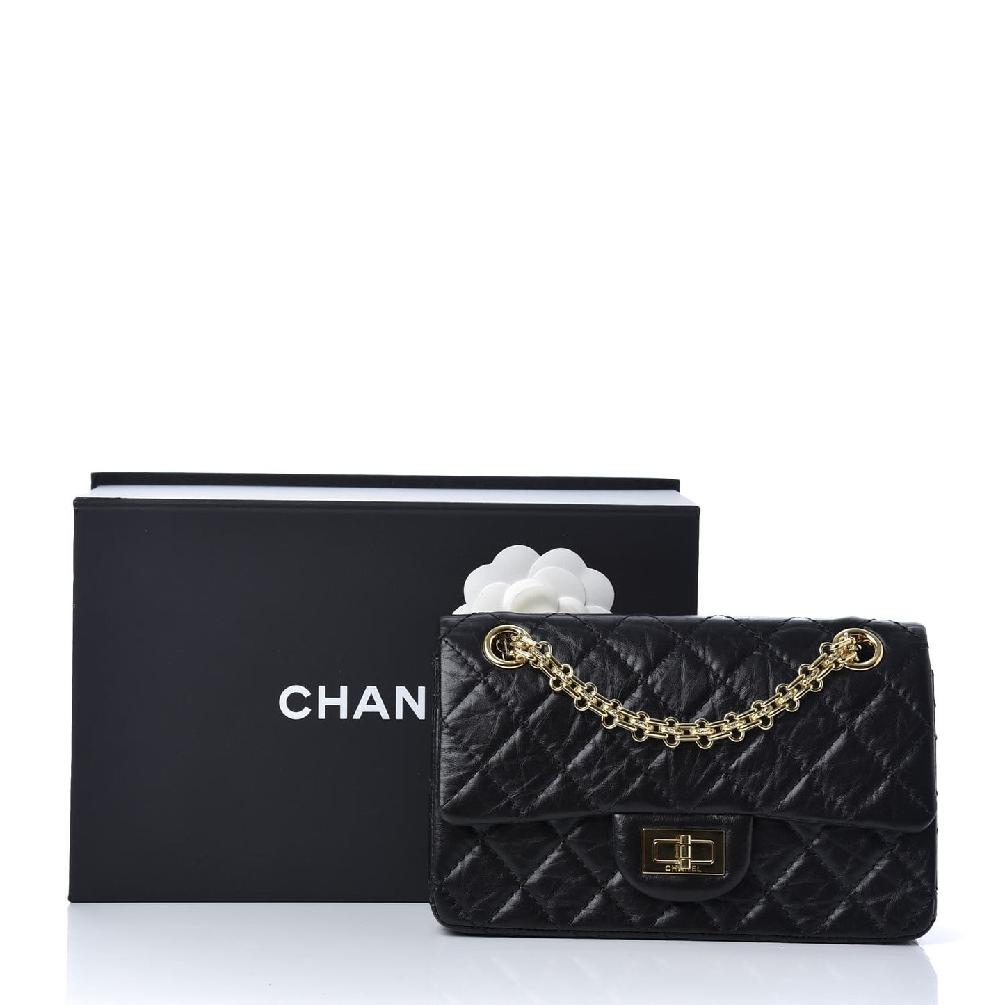 Aged Calfskin Quilted 2.55 Reissue Mini Flap Black