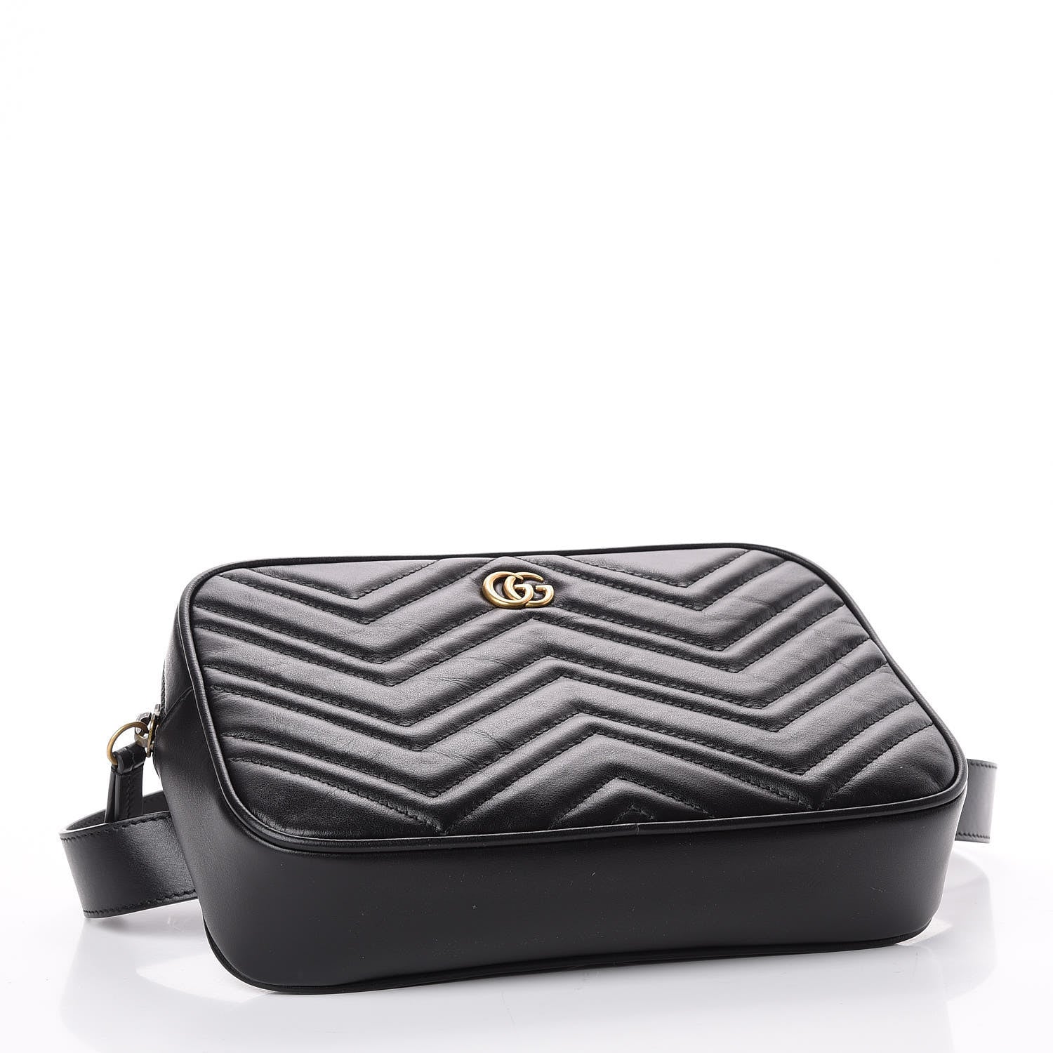 Gucci Calfskin Matelasse Mens GG Marmont Belt Bag 80 32 Black 3 of 13
