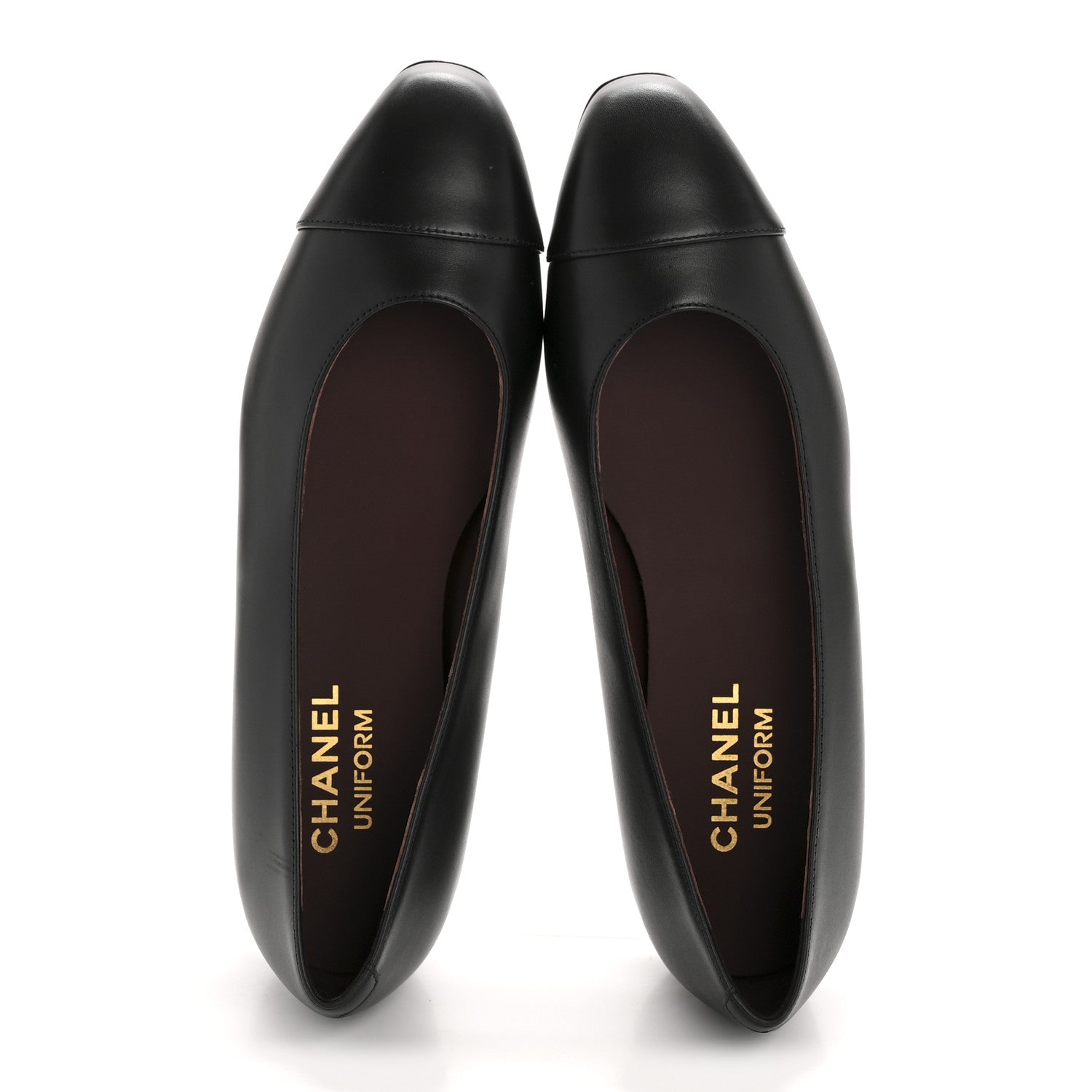 Chanel Lambskin Cap Toe CC Uniform Ballerina Flats 37 Black 2 of 10