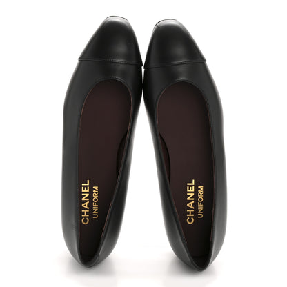 Chanel Lambskin Cap Toe CC Uniform Ballerina Flats 37 Black 2 of 10