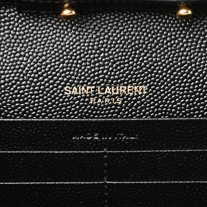 Saint Laurent Grain De Poudre Matelasse Chevron Monogram Chain Wallet Black 6 of 10